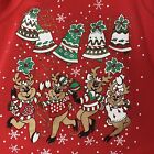 VTG Oversized Crew Neck Ugly Christmas Sweater Dancing Reindeer Glitter Large