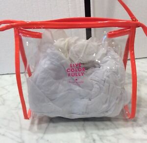 Kate Spade NY Clear Cosmetic/ Makeup Bag With Orange Trim , Zip Top New W Tag .