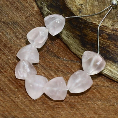 Rose Quartz Faceted Triangle Beads Briolette Natural Loose Gemstone Jewelry - Image 1 of 3