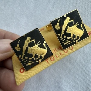 Stierkämpfer Matador Estocada Damasquinado 24K Gold Inlay Manschettenknöpfe Toledo Spanien - Bild 1 von 17