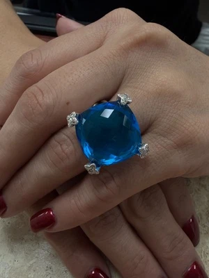 Auténtico anillo David Yurman Chatelaine topacio azul plata de ley talla 7 Foto 1 de 4