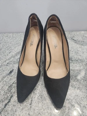 Zapatos de tacón alto Just Fab Lyssa punta 3,5" tacón de aguja gamuza negra talla EE. UU. 8,5  Foto 1 de 4