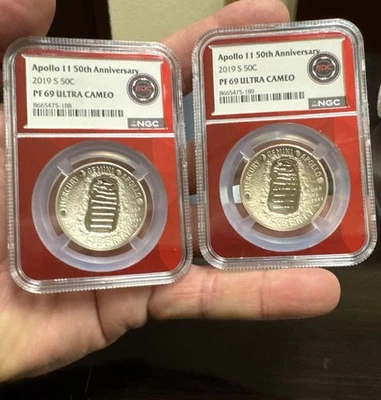 2019-S Apollo 11 50th Anniversary Half Dollar NGC PF69 Ultra Cameo Red Label  - Image 1 of 4