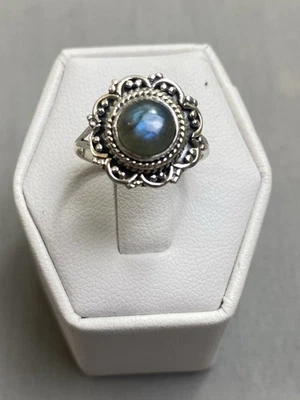Nuevo Anillo Flor Labradorita Natural Plata de Ley 925 Suroeste Talla 5.5 Foto 1 de 4