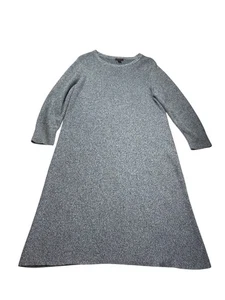Ann Taylor Factory Womens Long Sleeve Midi Sweater Dress Size L Blue White Knit - Picture 1 of 5