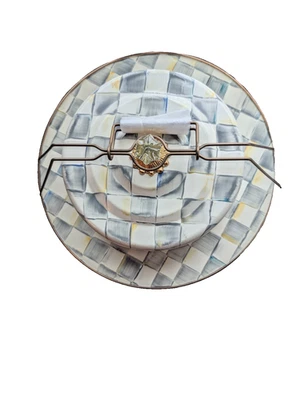 MacKenzie Childs Sterling Check Enamel Cake Carrier Retired Collectible - image 1 of 4