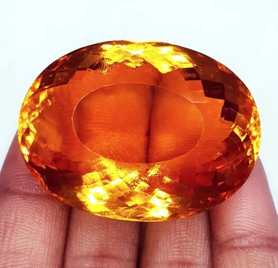 235+ Ct Transparent Yellow Citrine Loose Gemstone Certified Oval Cut A+Gems Z783 - Image 1 of 4