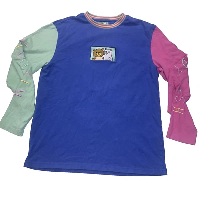 Teddy Fresh Rip N Dip Cat Bear Embroidered Colorblock Long Sleeve Size Medium - Image 1 of 4