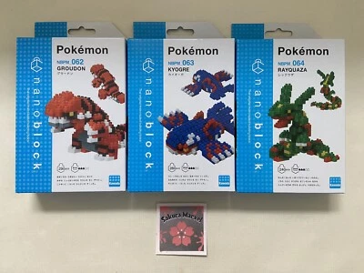 Nano Block Pokemon Groudon Kyogre Rayquaza set Building Kit Kawada Brand New JP - Image 1 of 4