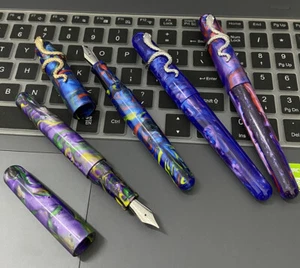 Pluma Estilográfica Fuliwen 017 Resina Hecha a Mano Anillo Serpiente Plumín Medio Escritura Regalo Plumas - Imagen 1 de 32