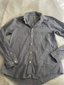 Pretty Green Short Men’s Small White Blue Check Long Sleeve  - Picture 1 of 6