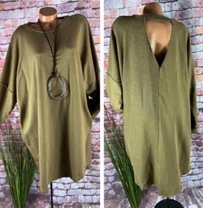 Sweat Dress Ballon KLEID Tunika Italy Distressed Jersey Lagenlook CAMEL 40 42 44 - Bild 1 von 5