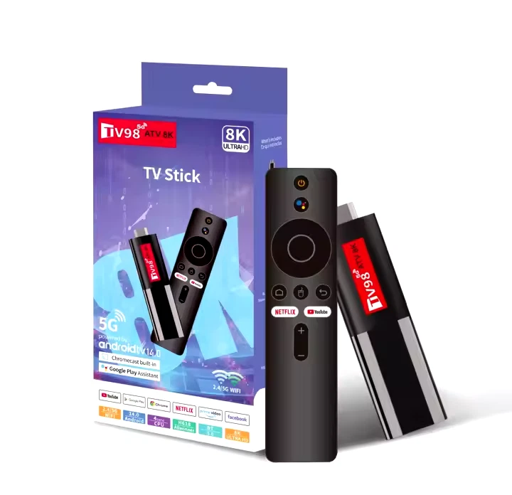TV98 ATV 8K Smart TV-Stick 2.4/5G dual wifi6 BT 5.0 mit Andriod 14 Andriod TV - Bild 1 von 4