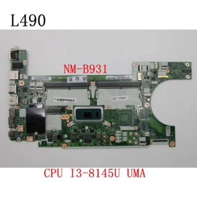 NM-B931 For Lenovo ThinkPad L490/L590 Motherboard CPU I3-8145U 02DM290 02DM168 - Image 1 of 3