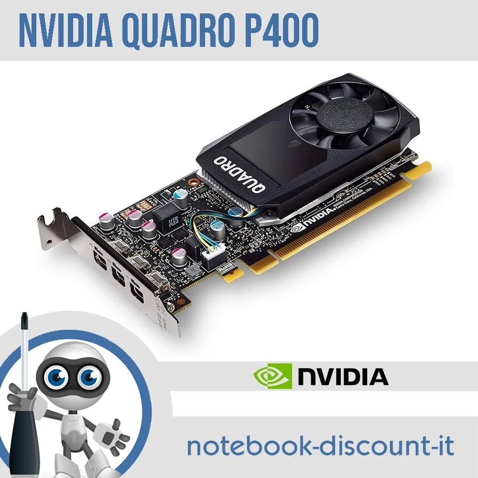 NVIDIA Quadro P400 Scheda Video 2gb High Profile 3x Mini DisplayPort PCI TESTED - Immagine 1 di 1