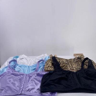 5 sutiãs Comfort Choice 40DD fechamento frontal sem fio azul branco preto roxo - Imagem 1 de 4