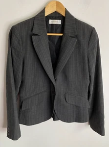 Portmans Blazer Jacket Womens Size 8 Grey Stripe Lapel Long Sleeve Button Work - Picture 1 of 16
