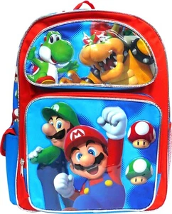 Super Mario Bros 16" Large School Backpack Boy's Book Bag - Picture 1 of 3