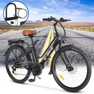 Black E-Bike 26" Electric Bike 500W City Bicycle-Commuter Ebike 2024 +u-lock - Image 1 of 4