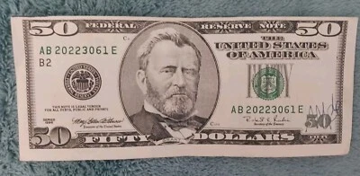 Редкая 50-долларовая купюра 1996 г. с ошибками. Неправильно выровнена. День рождения/юбилей 30 июня 2022 г. - Изображение 1 из 4