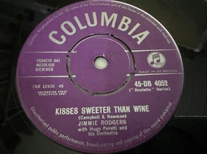 Jimmie Rodgers - Kisses Sweeter Than Wine 7" Vinyl Single Record - Picture 1 of 6