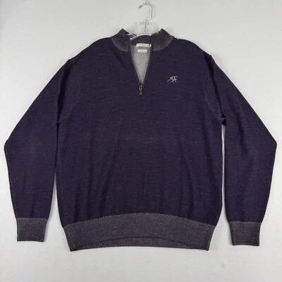 Peter Millar Sweater Mens L Purple Extra Fine Merino Wool Golf Quarter Zip Italy — 第 1/4 张图片
