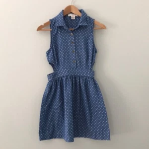 NEW Nordstrom Womens Size Large Sans Souci Polka Dot Cut Out Chambray Blue Dress - Picture 1 of 6