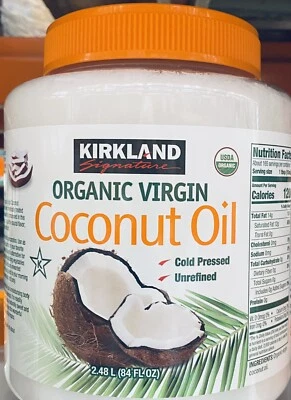 Aceite de coco virgen Kirkland 100 % orgánico USDA prensado en frío sin refinar 84 oz Foto 1 de 2