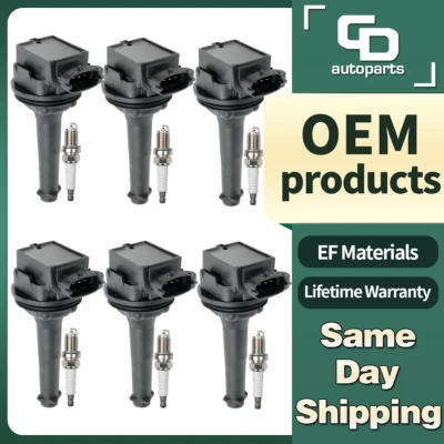 UF341 6 Ignition Coil + Spark Plug for 1999-2006 Volvo C70 S70 XC70 XC90 S60 S80 - Image 1 of 4