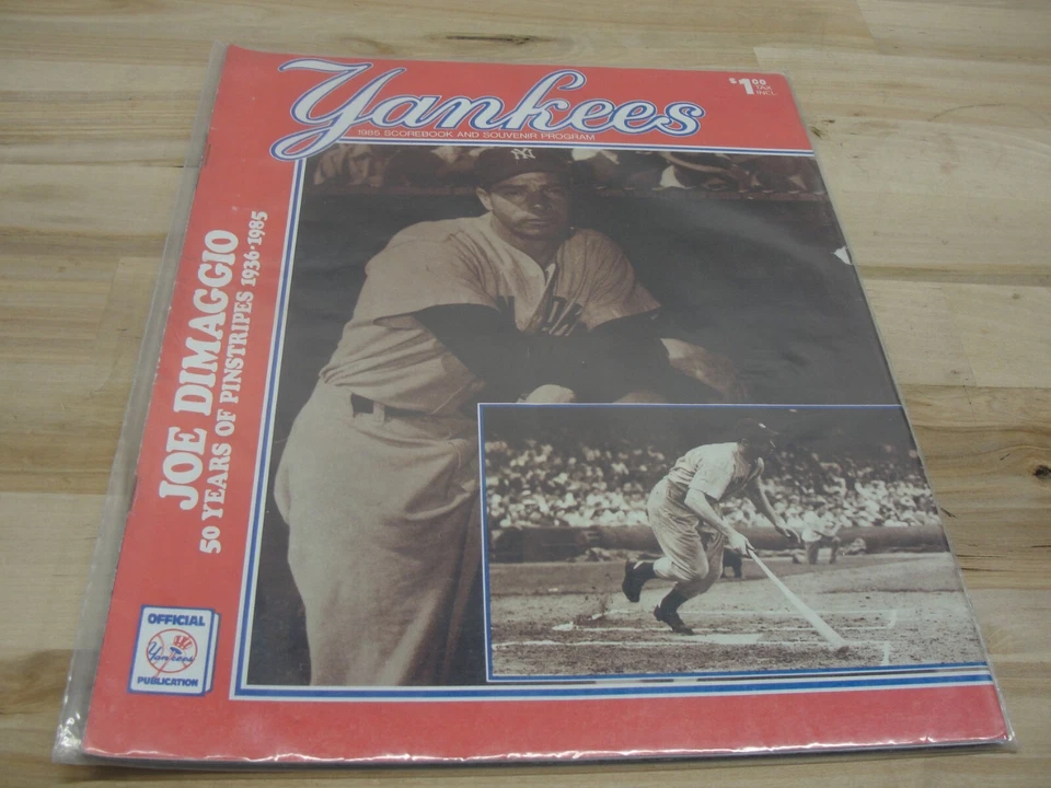 Libro de partituras y programa de recuerdos de los Yankees de Nueva York 1985 Joe Dimaggio Foto 1 de 1