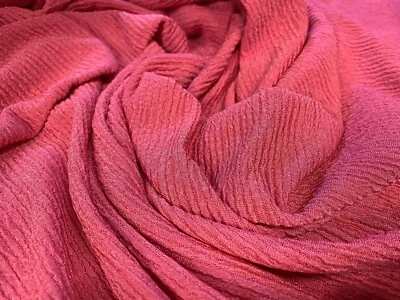 Ripple Blister Textured Double Jersey Stretch Dress Fabric, Per Metre - Pink - Image 1 of 3