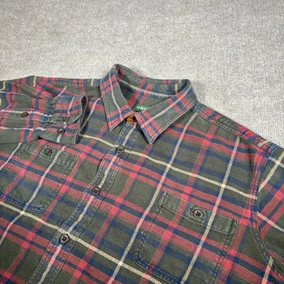 Orvis Perfect Flannel Shirt Mens XXL Green Red Heavy Cotton Button Up Pockets - Image 1 of 4