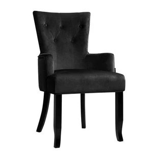 Artiss Dining Chair Velvet French Provincial Armchair Black - Picture 1 of 7