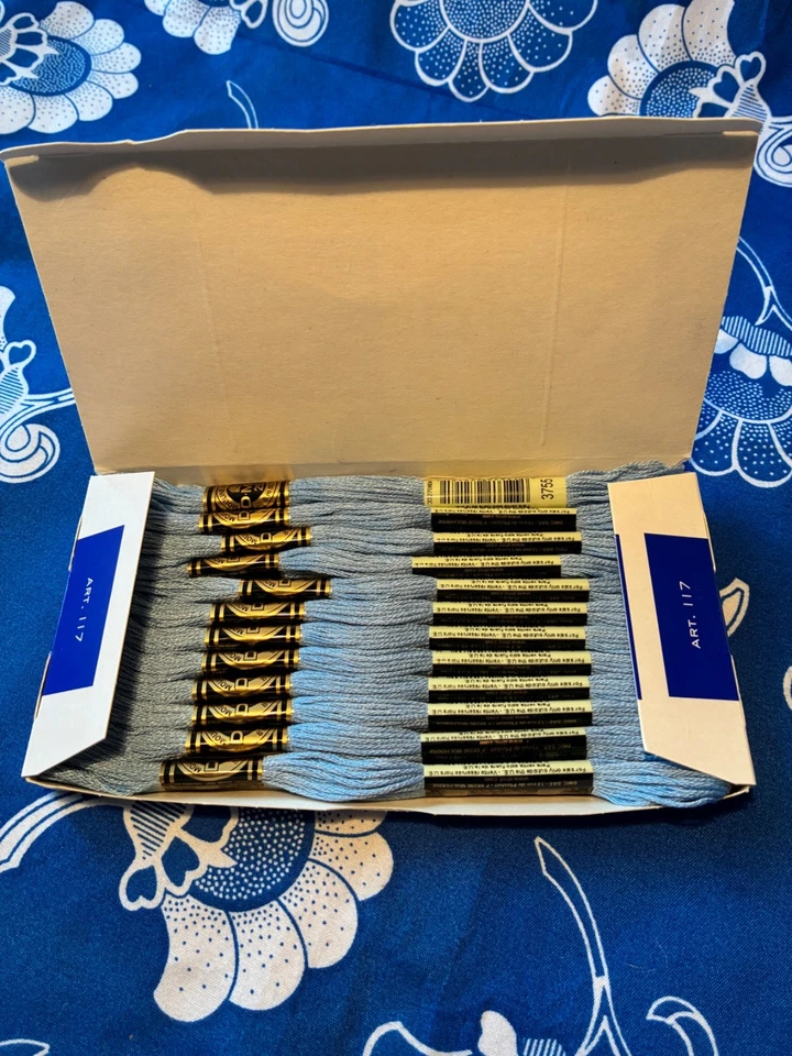 Lot of 12 DMC Light Blue Embroidery Floss~#3755 Mouline Special 25~original box - Image 1 of 2