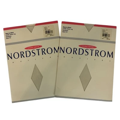 Nordstrom Sheer Pantyhose 2 Pair Size B Medium Vanilla Ivory Sandalfoot 173 - Image 1 of 4