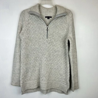 Suéter Pescador Mujer M Cuarto Cremallera Gris Mezcla Algodón Cápsula Minimalista Suave Foto 1 de 4