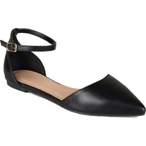 Journee Collection Womens Reba Black Pointed Toe Flats 10 Medium (B,M) BHFO 6234 - Picture 1 of 3