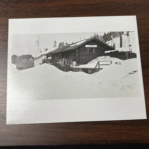 Foto rara de depósito de tren de Oregon de madera 8x10 escena de nieve impresión de ferrocarril PA&P - Imagen 1 de 2