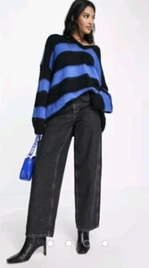 AllSaints Lou V Neck Striped Jumper/Sweater - S - RRP £139 - Picture 1 of 10
