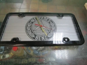 Mercedes Benz wall clock vintage 1980's, license plate style, AA battery power - Picture 1 of 1