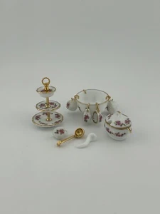 Puppenhaus Möbel Teeservice mit Tassen Kuchenständer 3 Etagen Vintage Tassen Miniatur - Bild 1 von 5