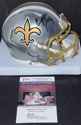 Cam Cameron Jordan Signed Autographed New Orleans Saints Flash Mini Helmet JSA - Image 1 of 2