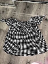 L.O.G.G Off The Shoulder Blouse Checkers  Womens Size Xs Black  White
