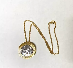 Collana Dollaro di Sabbia, Oro Bicolore e Argento, Collana Divertente Vacanze - Foto 1 di 3