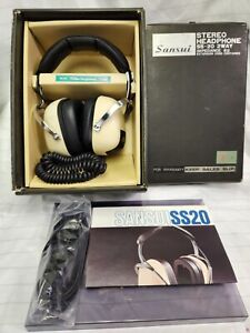 Vintage Sansui 2 Way SS-20 Volume Control Dual Tone Stereo Headphones + Jack Ext