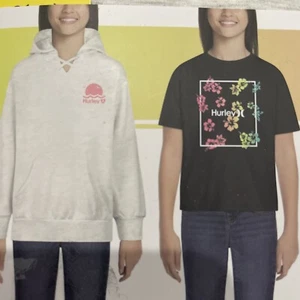 Hurley 2 Pack Girl Youth Hoodie And Tee Size S (7-8) Relaxed Fit Soft Knit - Picture 1 of 11