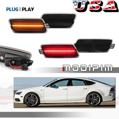 For 12-18 Audi A7 S7 RS7 Quattro Smoke Bumper Side Marker Signal Lights Lamp Set - Image 1 of 4