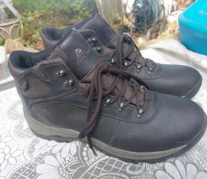 Mens 12 OZARK Trail Waterproof Boots  Black Leather Round Toe Lace Up Ankle Top - Picture 1 of 14