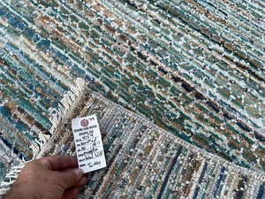 10x14 BLUE GREEN RUG MODERN OUSHAK designer teal aqua big new HANDWOVEN HANDMADE - Picture 1 of 14