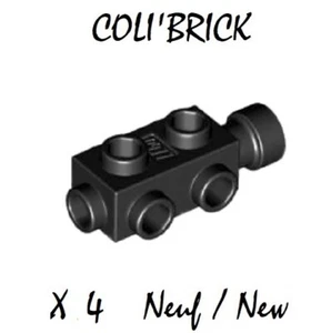 Lego 4595 - 4x Briques / Brick 1x2x2/3 with studs - Noir / Black - NEW NEUF - Picture 1 of 1